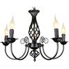 kangten Lampadario classico rétro, in ferro, a 5 bracci, E27, per illuminazione interna, per soggiorno, camera da letto, cucina, in nero