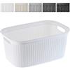 KADAX Cesta Portabiancheria in Plastica per Bagno e Lavanderia, Cesto della Biancheria Sporca, Cestino del Bucato, Porta Biancheria (Bianco, 27 L)