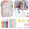 Katech 73 Set di Uncinetti, Ergonomici Morbidi Impugnature in Gomma Antiscivolo Kit Ferri per Maglieria con Custodia, Ideale per Qualsiasi Tipo di Motivi E Filati - 2 mm~8 mm, Regalo per Donne/Mamma