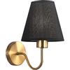 Chao Zan Applique da parete per Interno, Lampada da parete in oro con paralume in tessuto bianco Lampada da soggiorno, E27 Lampada da muro in metallo e stoffa Paralume Comodino Corridoio Sala da Pranzo (nero)