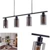 hofstein Lampada a sospensione Hunouri, lampada a soffitto in metallo nero, lampada da camera con paralumi in vetro fumé, 4 x E27, senza lampadina/e