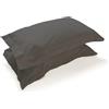 PARAMAISON Coppia Federe Cuscino Letto con Volant, Morbide Traspiranti, Set 2 Copricuscini Cotone 100% a Sacchetto, Tinta Unita | 52x82 cm Grigio Scuro