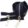 ZacLAy Cerniera Con Denti In Metallo Oro Chiaro Con Doppio Cursore Da 80/100/120Cm, Blu navy, 5#, 120cm