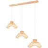 LIGKIN 3 Luci Lampadario in Bambù Intrecciato a Mano Lampade a sospensione Vintage Paralume in Rattan E27 Lampada da soffitto Legno con Barra per Soggiorno Camera da letto Ristorante