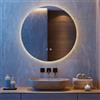 COSTWAY Specchio Rotondo LED da 60 cm, Specchio da Bagno da Parete con Luminosità Regolabile, Retroilluminato Morbido, Vetro Temperato con Funzione Memoria e Anti-Appannamento (60 cm x 2,8 cm)