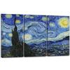 Printed Paintings Stampa su Tela con telaio 3 parti (120x80cm): Vincent van Gogh - La notte delle stelle (1889) - Quadri moderni