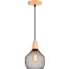 LIGKIN Lampade a Sospensione Industriale Lampadario a Soffitto Vintage E27 Paralume Gabbia in Ferro Design Illuminazione Plafoniera Legno per Cucina Loft Ristorante Bar, Nera