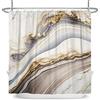 Bovlleetd Champagne Marmo Tenda da Doccia Moderna Lusso Grigio Decorativo Elegante Semplicità Tenda da Bagno 72x72 Impermeabile Tessuto di Poliestere Set 12 Ganci di Plastica