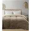 Tata Home Trapunta Invernale Matrimoniale Imbottita in Morbida Microfibra da 540 gr/mq Tessuto Vellutato Piumino Caldo ad Effetto Flanellato Coperta Letto Invernale Misura 260x260 cm Mod. Velvet Colore Tortora
