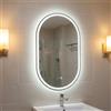 COSTWAY Specchio Bagno con Luce 80 x 50 cm, Specchio Ovale da Parete in Vetro Temperato IP44 con 3 Colori Dimmerabile, Antiappannamento, Memoria, Orizzontale/Verticale (80 x 50 cm, Modello 2)