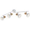meineWunschleuchte Faretto da soffitto retrò a 4 luci, in metallo bianco e effetto legno, larghezza 71 cm