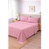 Corredocasa Completo Letto Lenzuola in Cotone, Qualità Made in Italy - PURO COTONE 100% Morbido e Traspirante in ogni Stagione - SET Lenzuolo Sotto con Angoli, Sopra e 2 Federe (Rosa, Matrimoniale)