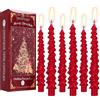 Deco Express Candele per Albero di Natale, Set da 6 Candele da Tavola con Durata di 7 Ore, Centrotavola e Decorazioni Natalizie, Idea Regalo Xmas (Rosso, 6 Pezzi)