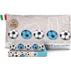HomeLife Set Lenzuola Una Piazza e Mezza Cotone Made in Italy | Lenzuola Letto Francese, 1 Piazza e Mezza Fantasia | Lenzuolo Sopra, Sotto con Angoli, Federa | Calcio Azzurro
