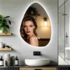 Viugreum Specchio con illuminazione asimmetrica LED specchio da bagno 50 x 70 cm con interruttore touch, specchio da bagno a LED, 3 colori di luce, specchio regolabile da bagno con illuminazione