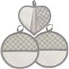 hobbymio.it Set da 3 Pezzi di presine da cucina da ricamare a punto croce, Tela Aida, Tre pezzi di Presine per il punto croce, Coppia presine rotonda e 1 presina a cuore, fantasia quadretto grigrio