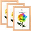 MG Design Set da 3 cornici portafoto A4 21 x 29,7 cm - Cornici in legno Naturale con vetri acrilici infrangibili, verticale e orizzontale, da appendere e da appoggiare