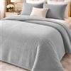 Clara Home Milano Clara Home Trapuntino Matrimoniale Primaverile, Copriletto Mezza Stagione in Velluto a Costine, Trapunta Leggera Tinta Unita, Coperta Letto Morbida Elegante Made in Italy, Grigio