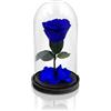 Aluisi Fiori - Rosa Stabilizzata Blu Senza LED - Rosa Eterna Stabilizzata - Rosa Stabilizzata Vera in Cupola di Vetro - Fiori Stabilizzati - Regalo per Mamma - Made in Italy