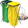 KADAX Porta-sacco della spazzatura doppio in 5 versioni a colori, supporto per raccolta differenziata con coperchio in plastica, porta sacchetti per sacchetti da 120 l (verde-giallo), K8260