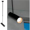 Planetitaly Faretto orientabile lampada sospensione moderna LED GU10 pendente telescopico luci tavolo bar vetrina sala espositiva 230V (Nero, 6000K)
