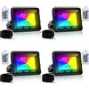 Tubiaz Faretto LED RGB Colori, 4 Pack 20W Proiettore LED Colorato con Telecomando, 16 Colori 4 Modalità Dimmerabile, Modalità di memoria, Impermeabile Ip66 per Interno ed Esterno (Senza Spina)