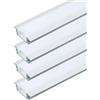 A2ZWORLD 8 Metri di Profilato Alluminio Per Striscia Led, Completo Di Copertura Tappi e Gancio, 4 Kit da 2 Metri Incasso Per Cartongesso Bianco Interno 12.4mm (24,7X7mm Bianco)