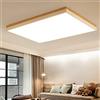 SAIVITT LED plafoniera bianco legno soggiorno lampadario da soffitto camera da letto dimmerabile con telecomando, moderno lampada da soffitto rettangolare design studio ufficio illuminazione, 60x40cm, 48W