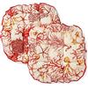 PARAMAISON Cuscini Sedia Corallo Trapuntato, Fissaggio con 4 Alette, Set da 2 pezzi, Imbottito, Non Sfoderabile, Fantasia Azzurra, 40x40x4,5 cm