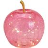 Wurm Lampada a forma di mela (S), in vetro, rosa, con catena luminosa a LED, lampada decorativa, lampada da tavolo, lampada a mela