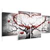B&D XXL - Quadro Amore Astratto 80x40 cm 1 Pezzo - Stampa su Tela Canvas - Quadri Moderni Camera da Letto - Pannelli Decorativi Arte Decorazioni da Parete Decori - Albero Cuore Romantico 5717