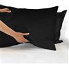 IlGruppone Coppia federe per Cuscino guanciale Letto 100% Cotone Made in Italy con Patella Interna - Nero - 52x80 cm