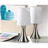 Luna24 simply great ideas... Set di 2 lampade da comodino con tocco in acciaio inox, argento, lampada touch, lampada da tavolo, lampada da scrivania, design in acciaio inox, circa 28 x 13 cm,