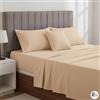 HABITA 33 HOME Lenzuola matrimoniali - Set letto matrimoniale completo di lenzuolo matrimoniale Sopra, Sotto con Angoli e Federe - Lenzuola matrimoniali cotone blend anallergico Made in Italy (Beige, MATRIMONIALE)