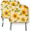 PARAMAISON Cuscini Coprisedia Shabby Chic Country Girosole Giallo, Volant ai Bordi, Imbottito, con Laccetti, Sfoderabile, 40x40 cm, Set da 6 pezzi