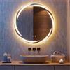 COSTWAY Specchio da Bagno con LED Rotondo 60 cm, Specchio da Parete Retroilluminato Dimmerabile con Vetro Temperato Antideflagrante, Luci a 3 Colori e Antiappannamento, IP44 (60 x 60 cm)
