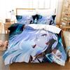 Ste-X Biancheria Da Letto Copripiumino Genshin Impact Delicato Sulla Pelle In Cotone Per Ragazze E Adolescenti Con Federa (150x200cm,Genshin-Impact 04)