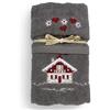 Tex family Set Asciugamani Tirolese Casetta Grigio - Tirolo - Spugna 100% Cotone - Ricamo Chalet Montagna Made in Italy