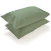 PARAMAISON Coppia Federe Cuscino Letto, Morbide Traspiranti, Set 2 Copricuscini Cotone 100% a Sacchetto, Tinta Unita | 52x82 cm Salvia