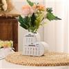 Grovjewfit Regali per Festa Della Mamma Vaso in Ceramica di Cuore Personalizzato con Nome e Fiore di Nascita Bianco Decorativo Regalo per Mamma Nonna Moglie Fidanzata (Style F)