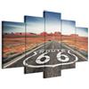 Cuadros B&D XXL - Quadro 200x100 cm 5 Pezzi - Stampa su Tela Canvas con Struttura - Quadri Componibili Moderni Soggiorno Grandi - Murale Arte Decorazioni da Parete - Route 66paesaggio c-B-0020-b-n