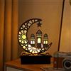 FUFRE Lampada a LED in legno Ramadan Decorazione Crescent Luna Stella Luci Musulmane Islam Eid Ramadan Festival Mezza Luna Luce Notturna Per Feste, Casa E Come Regalo (C)