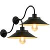 Moddeny 2 Pezzi applique da parete per esterni impermeabili lampade da veranda in ferro nero Luci da parete per esterni vintage a collo d'oca in stile rustico per garage ingressi e terrazze