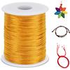 LEREATI 2.5mm Filo Nylon per Braccialetti, 100m Cordoncino per Braccialetti Cordoncino Natalizio Coda di Topo Cordoncino, Macrame Corda per Collane Perline Gioielli Fai da Te (Giallo Oro)