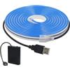 HEGEHE - Striscia LED 5V [1m,Blu],Alimentazione USB/Batteria,IP65 Impermeabile Flessibile,120 LEDs/M Striscia LED Neon Silicone Tagliabile CRI85+,Decorazione per Casa/Negozio