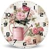 Horienteeon Orologio da parete in legno di rosa francese vecchio stile francese, 25 cm, funzionamento a batteria, senza ticchettio, orologio da parete in legno retrò con numeri arabi per