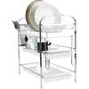 RELOVE Scolapiatti a 3 Livelli Scolapiatti per Stoviglie Forniture da Cucina Supporto di Stoccaggio Scolapiatti con 42 x 25 x 49 cm (Gabbia per Bacchette + Portabicchieri)