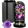 Maverton Rosa Stabilizzata con LED Personalizzata - Rosa Eterna nella Cupola di Vetro - Regalo Fidanzato Fidanzata Coppia - Regalo Anniversario Matrimonio Personalizzato con Dedica Incisa