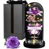 Maverton Rosa Stabilizzata con LED Personalizzata - Rosa Eterna nella Cupola di Vetro - Regalo Donna Compleanno Mamma Nonna Fidanzata Maestra - Regalo Anniversario Matrimonio