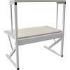 HUOLE Scaffalatura Mobile Scaffale Porta Spezie Microonde Struttura in Metallo con 2 Ripiani Mensole in Legno Organizer Mensola Porta Utensili Strumenti Cucina Design Moderno-65 * 54 * 30c- bianco